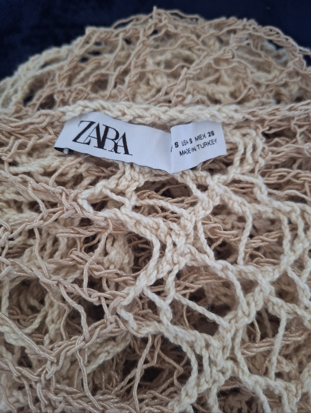 Zara Crochet Open-Weave Neutral Cover-Up - Picture 7 of 7